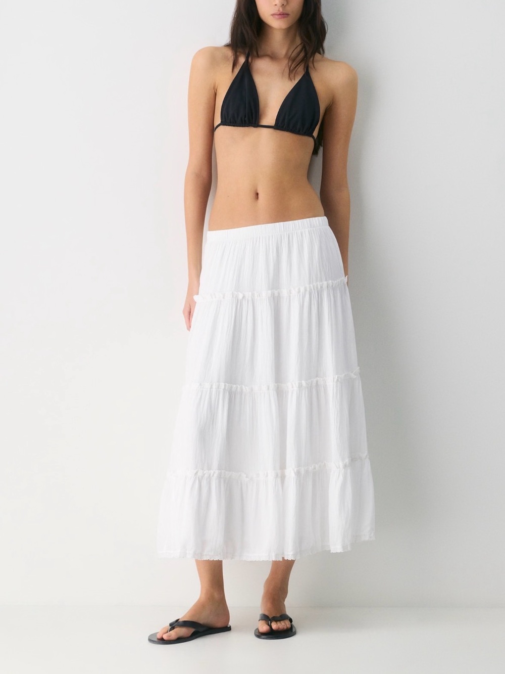 Aritzia Damasque Skirt Tiered Midi in White